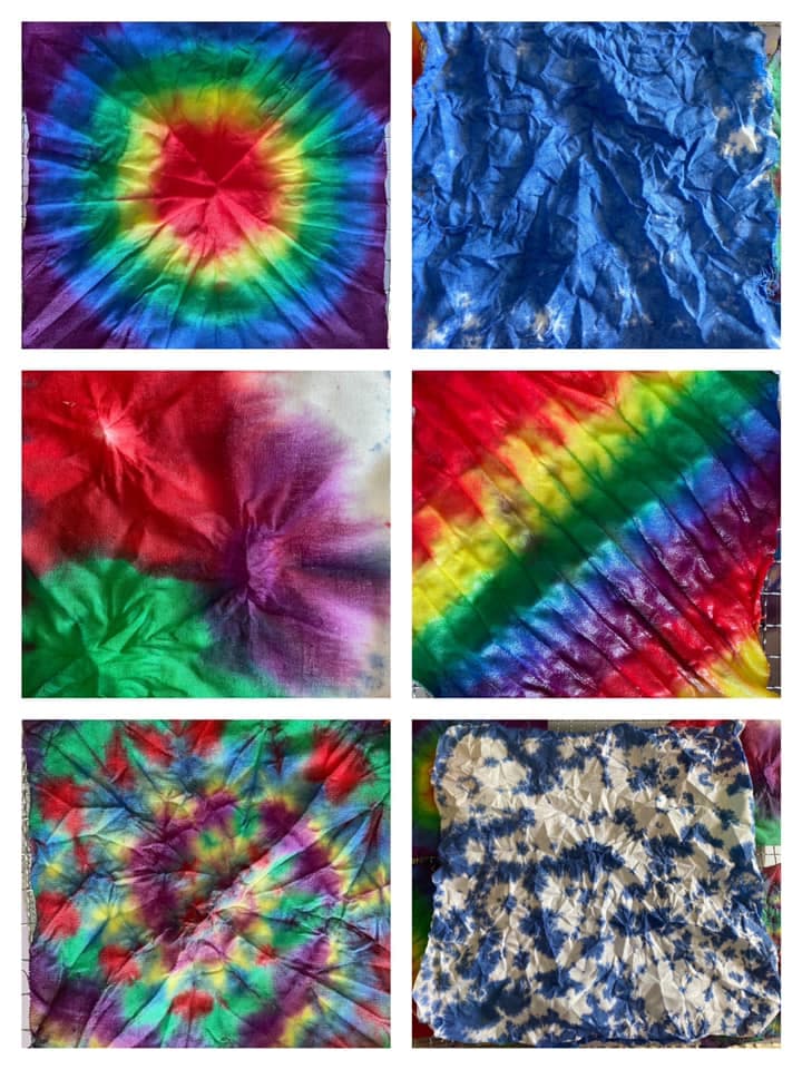 Tie-dyed cloth from a making session